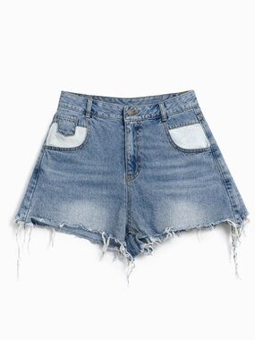 DAZY Frayed Hem Mid-Rise Denim Shorts 100% Cotton